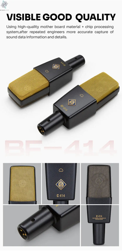 BAIFEILI C414 Professional Condenser Microphone XLR With 25mm Diaphragm Cardioid Mic for Streaming,Podcasting,Recording,ASMR Ai-TechWorld 