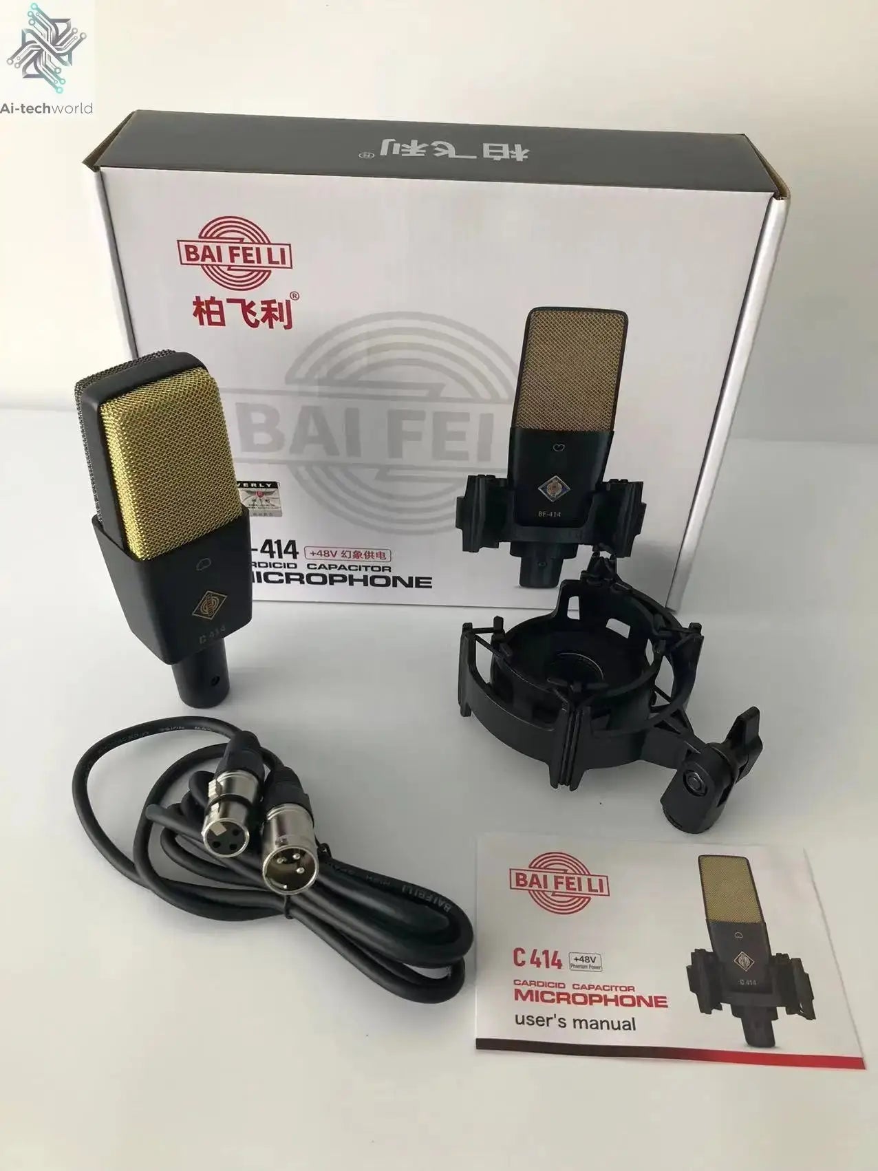 BAIFEILI C414 Professional Condenser Microphone XLR With 25mm Diaphragm Cardioid Mic for Streaming,Podcasting,Recording,ASMR Ai-TechWorld 