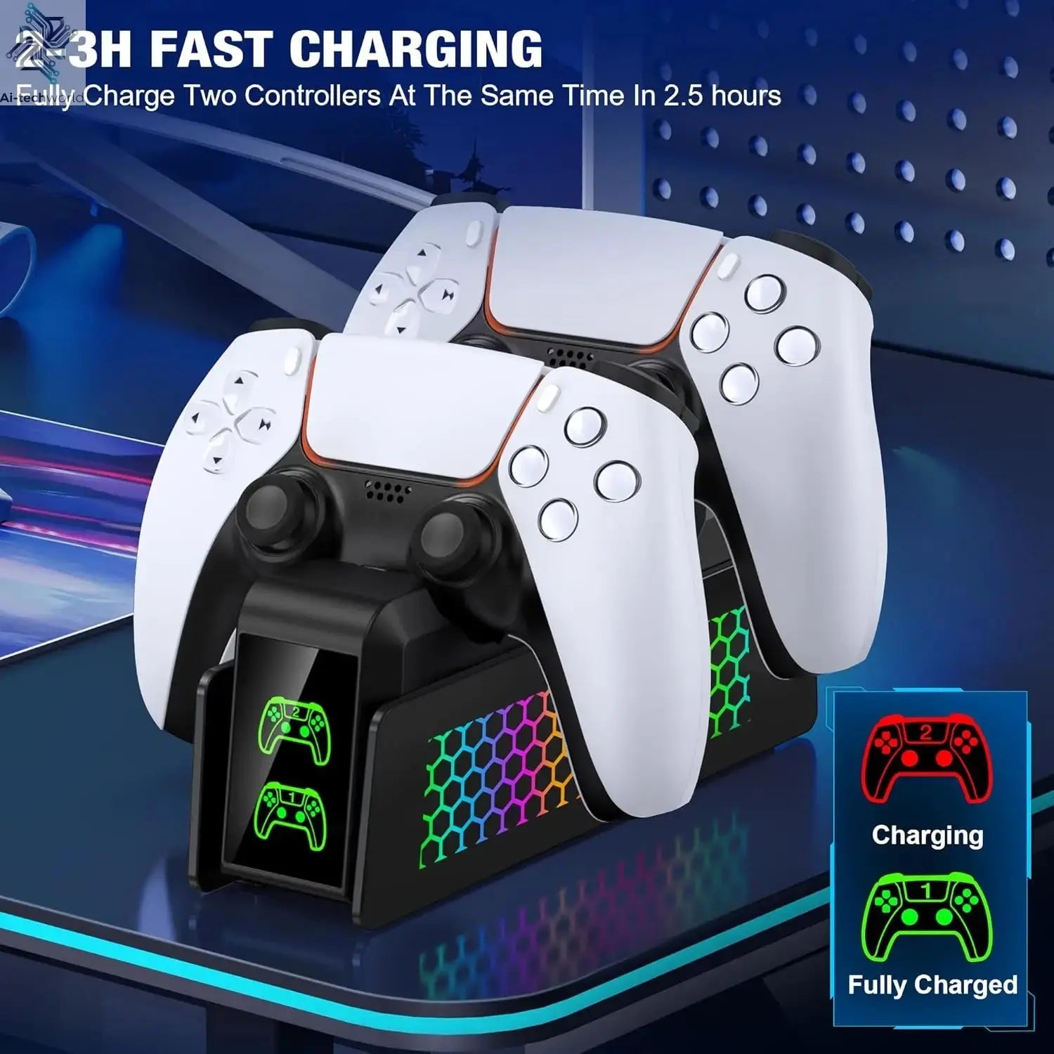 BEBONCOOL Controller Charger for PS5 Dualsense & Edge Controllers with LED Indicator Dual Stand Charger Dock for PS5 Controller Ai-TechWorld 