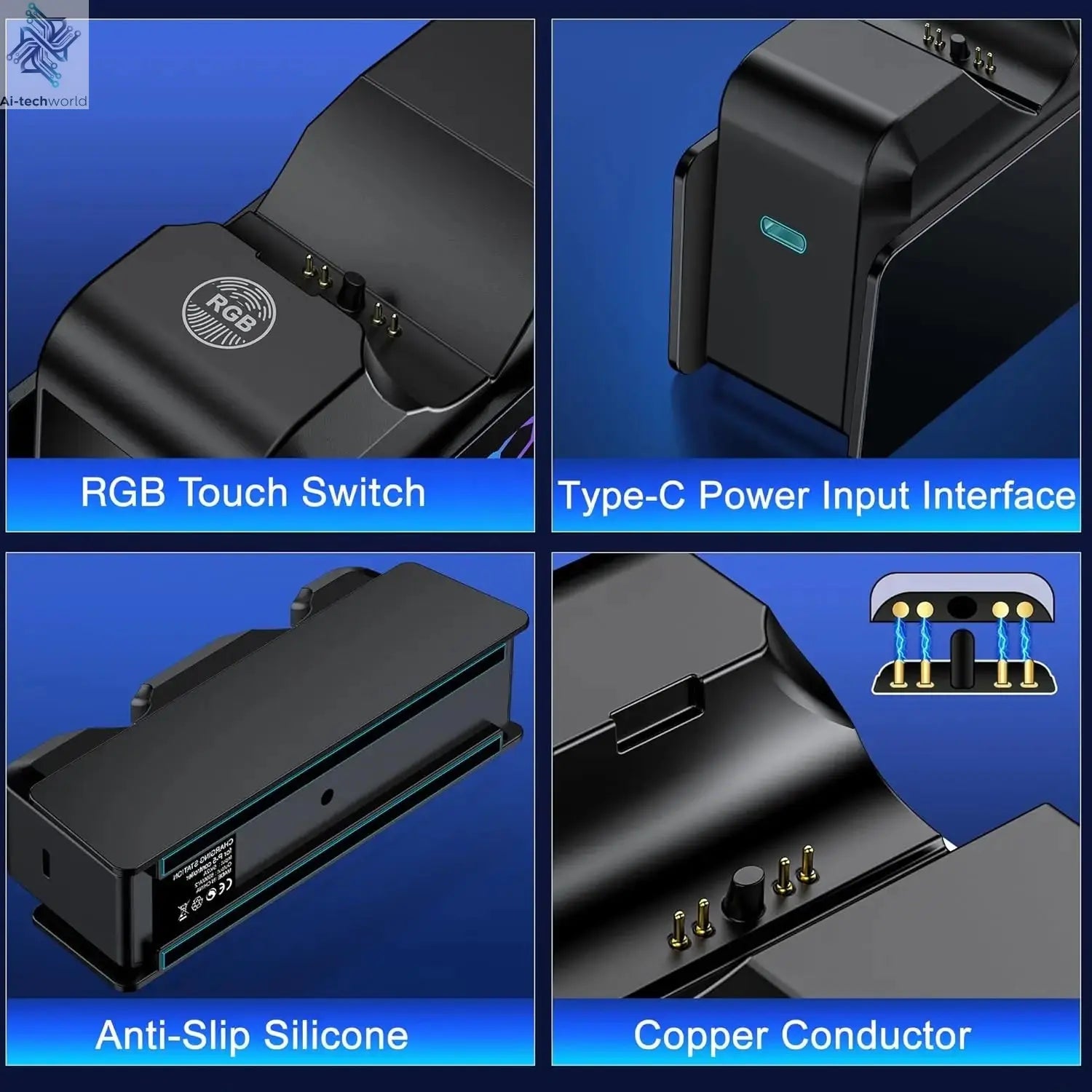 BEBONCOOL Controller Charger for PS5 Dualsense & Edge Controllers with LED Indicator Dual Stand Charger Dock for PS5 Controller Ai-TechWorld 