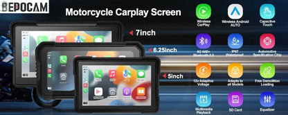 BEPOCAM 5"/6.25" Motorcycle GPS Navigation DVR Carplay Screen for Moto Dual Cameras Drive Recorder IPX7 Waterproof Moto Monitor Ai-TechWorld 