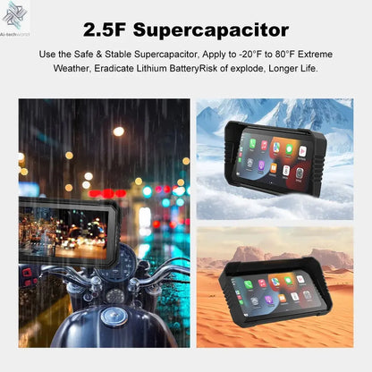 BEPOCAM 5"/6.25" Motorcycle GPS Navigation DVR Carplay Screen for Moto Dual Cameras Drive Recorder IPX7 Waterproof Moto Monitor Ai-TechWorld 
