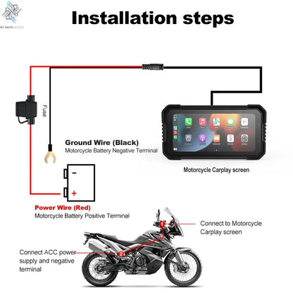 BEPOCAM 5"/6.25" Motorcycle GPS Navigation DVR Carplay Screen for Moto Dual Cameras Drive Recorder IPX7 Waterproof Moto Monitor Ai-TechWorld 