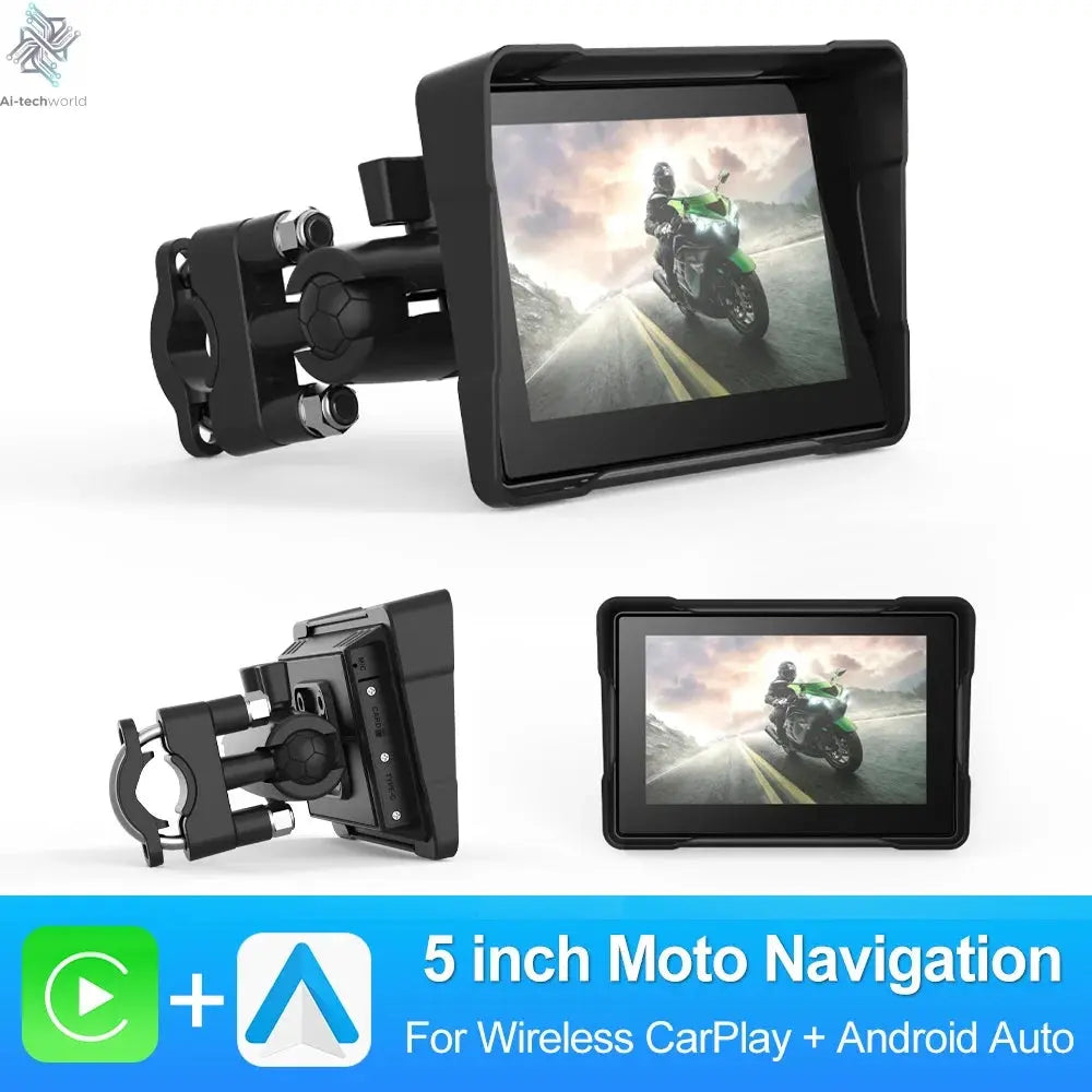 BEPOCAM 5"/6.25" Motorcycle GPS Navigation DVR Carplay Screen for Moto Dual Cameras Drive Recorder IPX7 Waterproof Moto Monitor Ai-TechWorld 