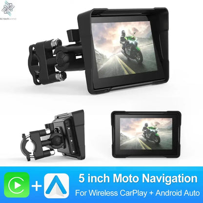 BEPOCAM 5"/6.25" Motorcycle GPS Navigation DVR Carplay Screen for Moto Dual Cameras Drive Recorder IPX7 Waterproof Moto Monitor Ai-TechWorld 