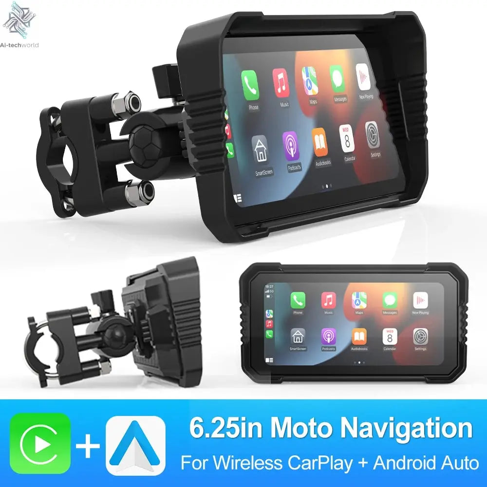 BEPOCAM 5"/6.25" Motorcycle GPS Navigation DVR Carplay Screen for Moto Dual Cameras Drive Recorder IPX7 Waterproof Moto Monitor Ai-TechWorld 