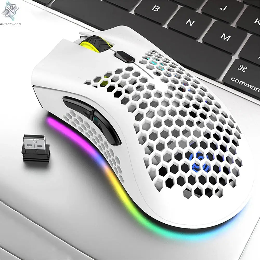BM600 Rechargeable Gaming Mouse USB 2.4G Wireless RGB Light Ergonomics Gaming Mouse Desktop PC Computers Notebook Laptop Mouses Ai-TechWorld 