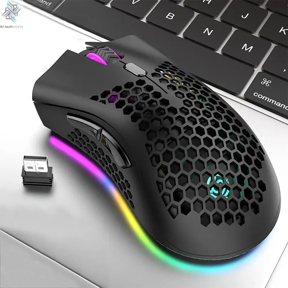 BM600 Rechargeable Gaming Mouse USB 2.4G Wireless RGB Light Ergonomics Gaming Mouse Desktop PC Computers Notebook Laptop Mouses Ai-TechWorld 