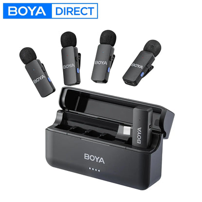 BOYA BY-V4 Wireless Lavalier Microphone for iPhone 15/16 Series Type C Smartphone 4-Channel Lapel Mic for Youtube Recording Vlog Ai-TechWorld 