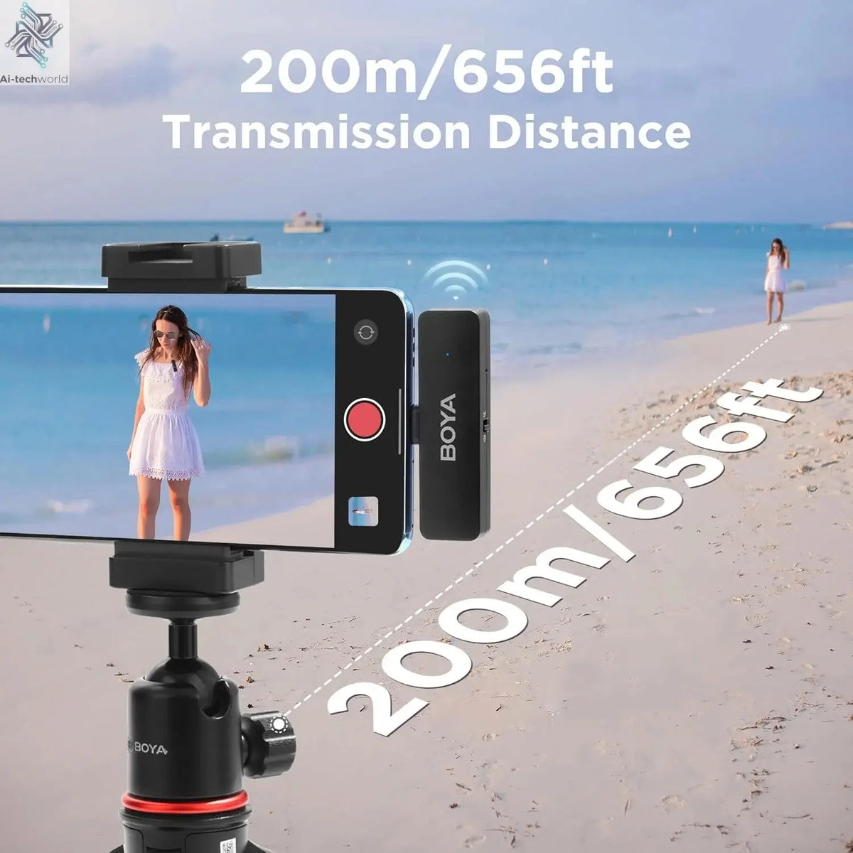 BOYA BY-V4 Wireless Lavalier Microphone for iPhone 15/16 Series Type C Smartphone 4-Channel Lapel Mic for Youtube Recording Vlog Ai-TechWorld 