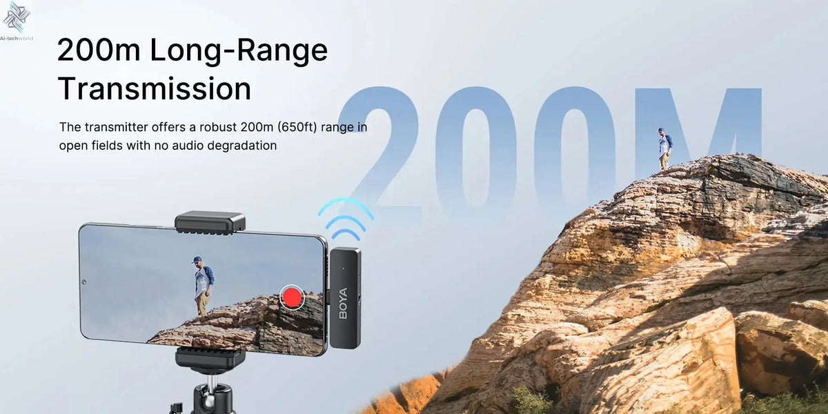 BOYA BY-V4 Wireless Lavalier Microphone for iPhone 15/16 Series Type C Smartphone 4-Channel Lapel Mic for Youtube Recording Vlog Ai-TechWorld 
