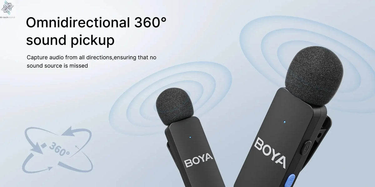 BOYA BY-V4 Wireless Lavalier Microphone for iPhone 15/16 Series Type C Smartphone 4-Channel Lapel Mic for Youtube Recording Vlog Ai-TechWorld 