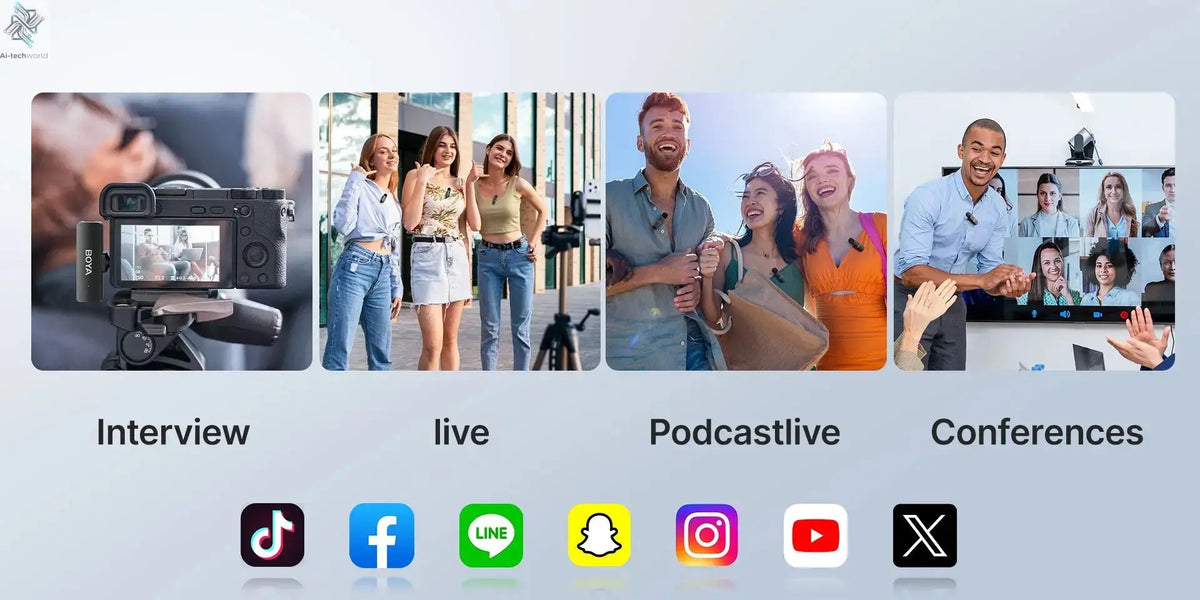 BOYA BY-V4 Wireless Lavalier Microphone for iPhone 15/16 Series Type C Smartphone 4-Channel Lapel Mic for Youtube Recording Vlog Ai-TechWorld 