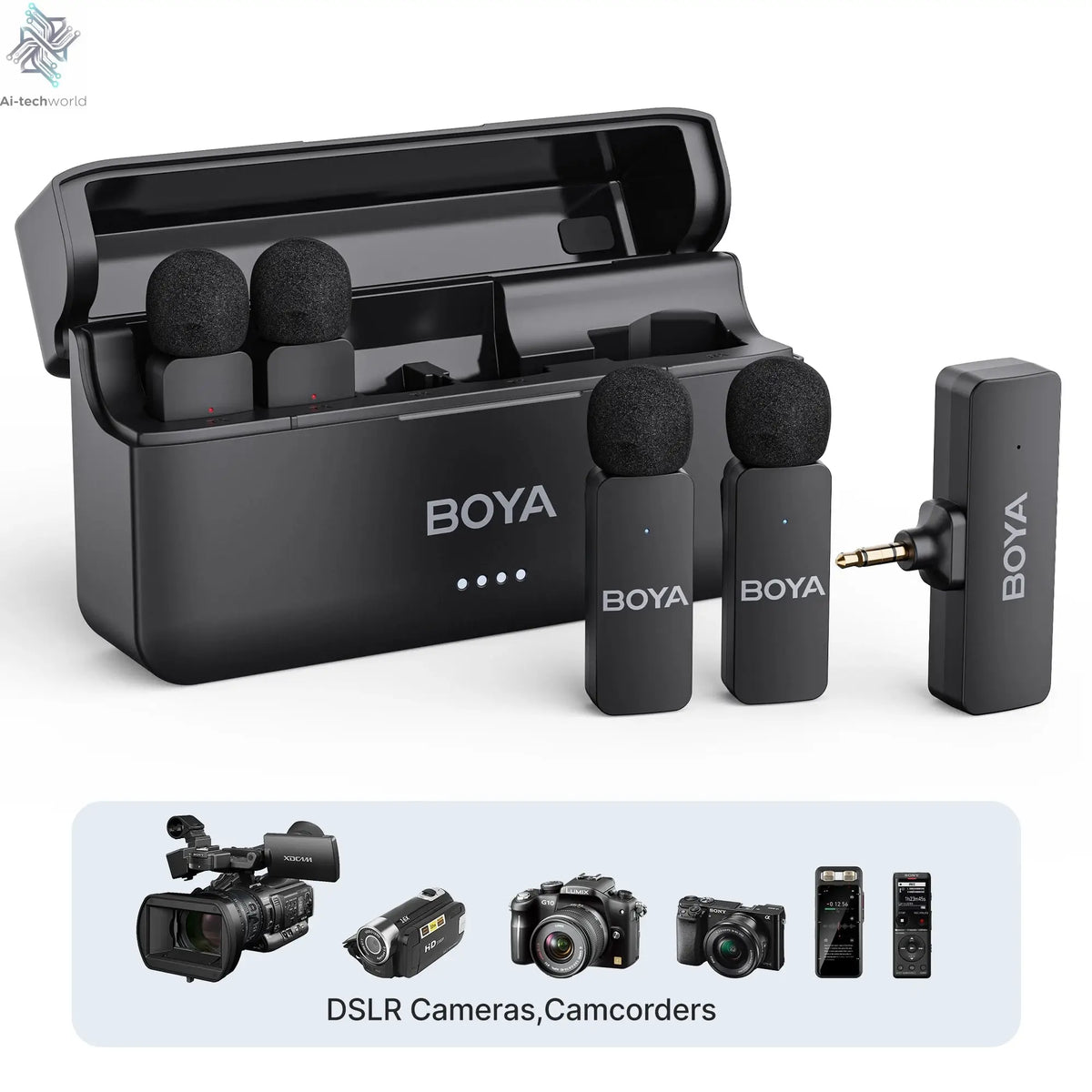 BOYA BY-V4 Wireless Lavalier Microphone for iPhone 15/16 Series Type C Smartphone 4-Channel Lapel Mic for Youtube Recording Vlog Ai-TechWorld 