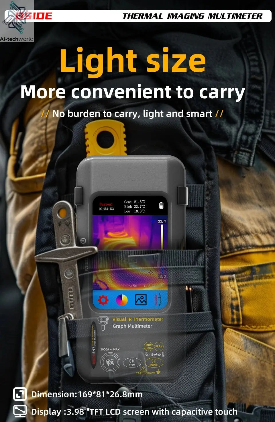 BSIDE SH7 Touch Thermal Imaging Multimeter with IR Camera,320*320 Resolution 20000 counts High Accuracy Voltage Test Pro Ai-TechWorld 