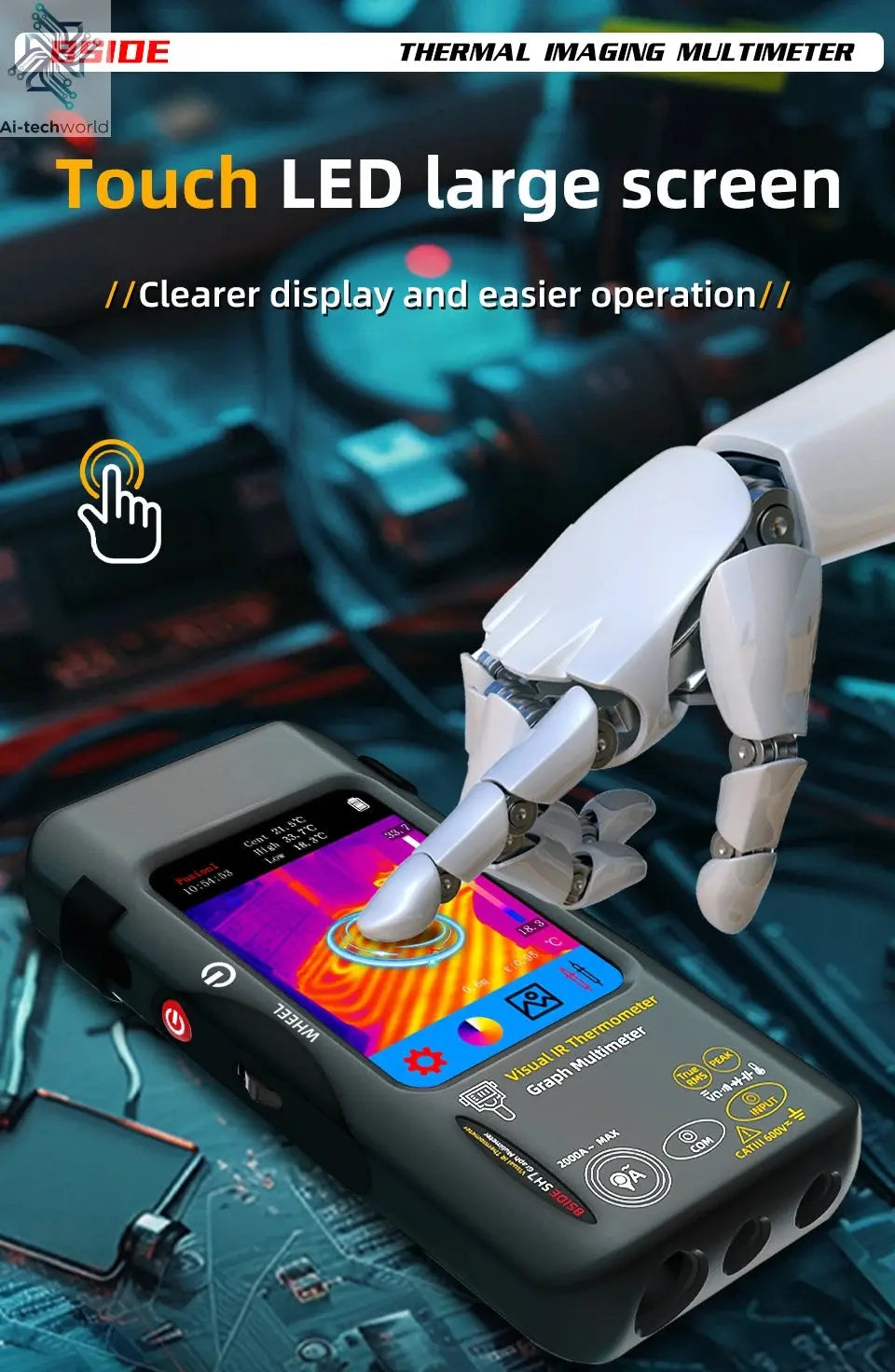 BSIDE SH7 Touch Thermal Imaging Multimeter with IR Camera,320*320 Resolution 20000 counts High Accuracy Voltage Test Pro Ai-TechWorld 