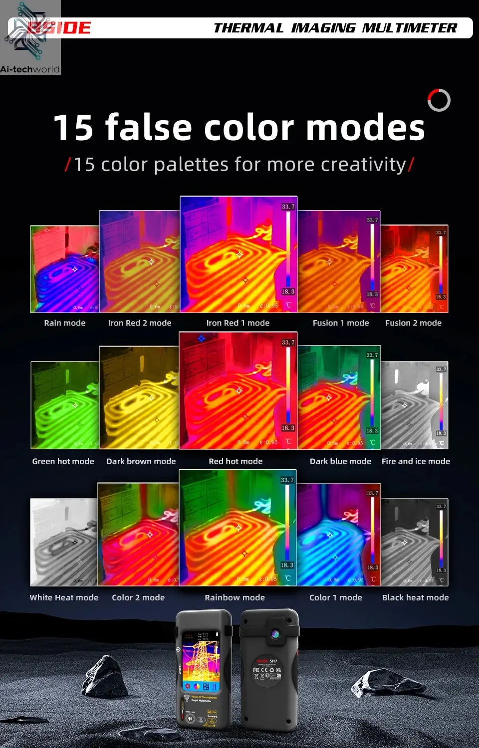 BSIDE SH7 Touch Thermal Imaging Multimeter with IR Camera,320*320 Resolution 20000 counts High Accuracy Voltage Test Pro Ai-TechWorld 