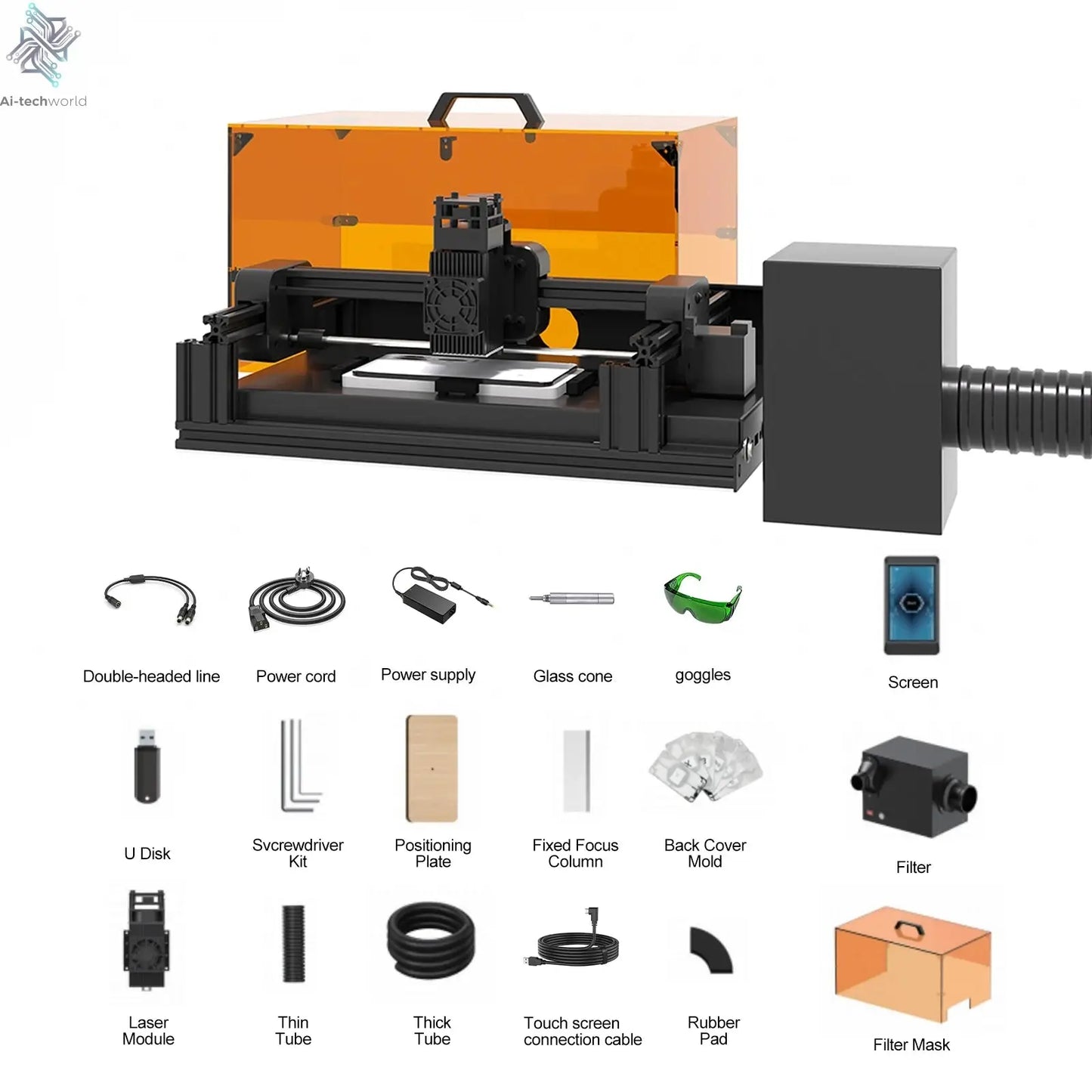 Back Glass Laser for iPhone 8-17 Series, Glue Removal Laser Engraving Seperator, w/Air Purifier&Cell Phone Repair Tool Ai-TechWorld 