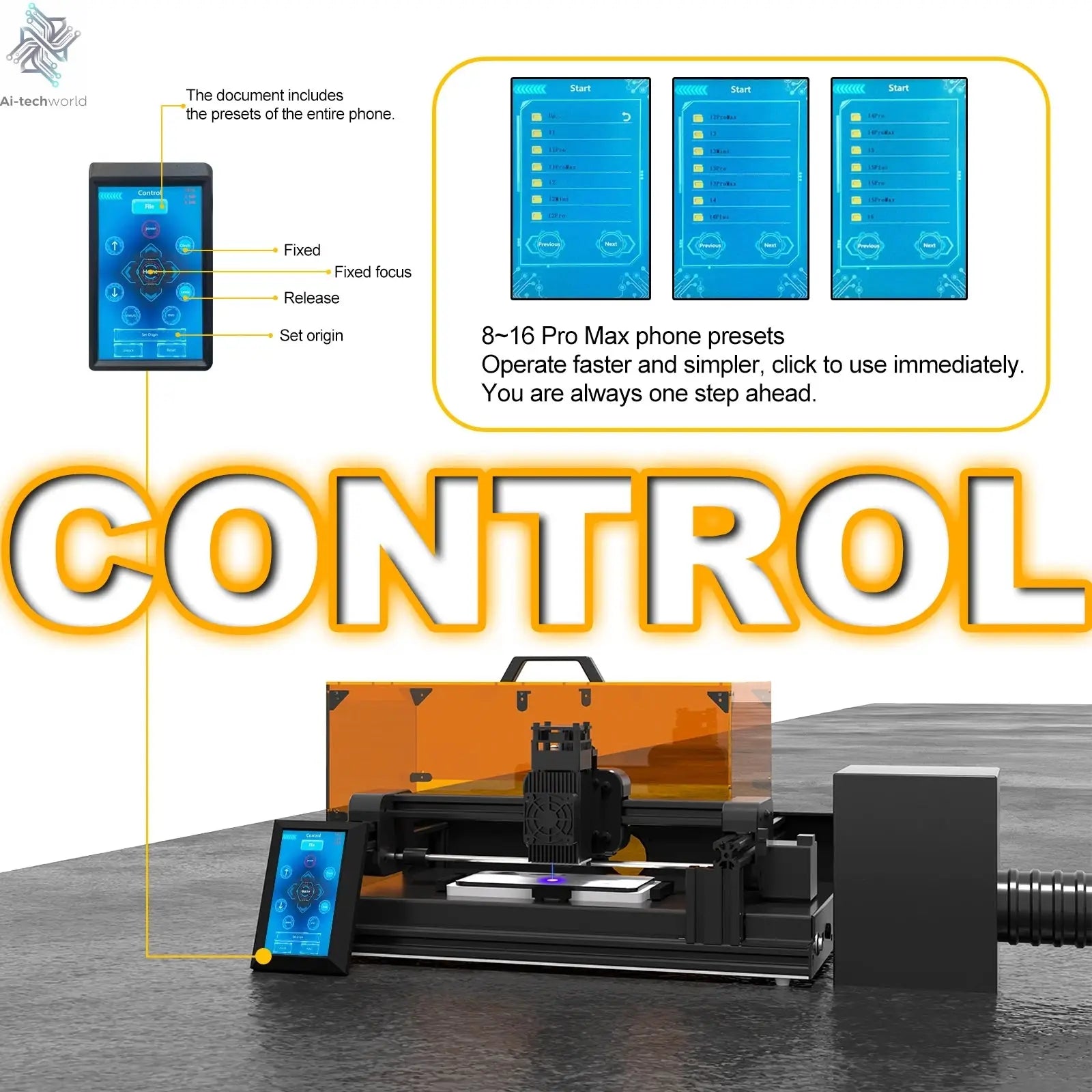Back Glass Laser for iPhone 8-17 Series, Glue Removal Laser Engraving Seperator, w/Air Purifier&Cell Phone Repair Tool Ai-TechWorld 