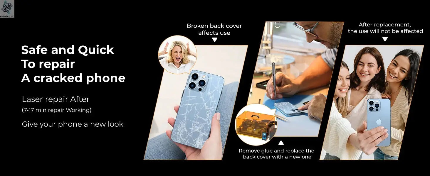 Back Glass Laser for iPhone 8-17 Series, Glue Removal Laser Engraving Seperator, w/Air Purifier&Cell Phone Repair Tool Ai-TechWorld 