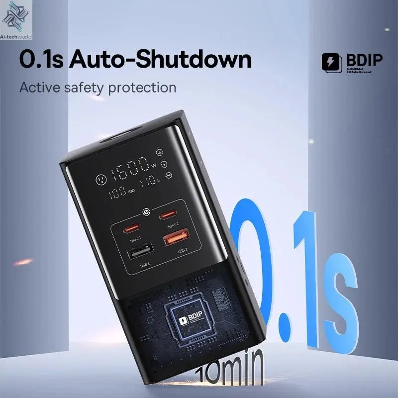 Baseus 100W Fast USB Charger 6 in 1 Power Strip Desktop Charging Station Surge Protector 4000W 2AC Out For Laptop iPhone Samsung Ai-TechWorld