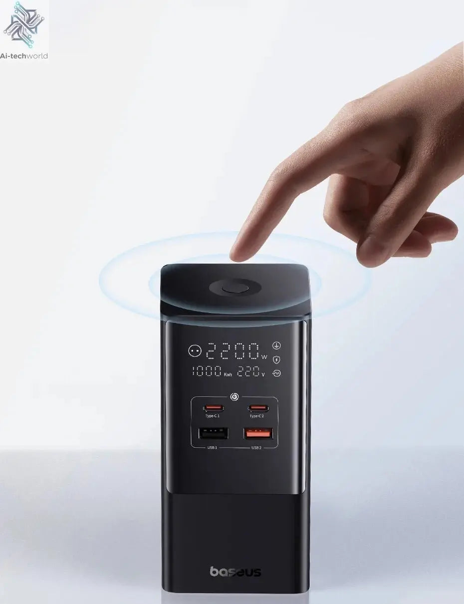 Baseus 100W Fast USB Charger 6 in 1 Power Strip Desktop Charging Station Surge Protector 4000W 2AC Out For Laptop iPhone Samsung Ai-TechWorld