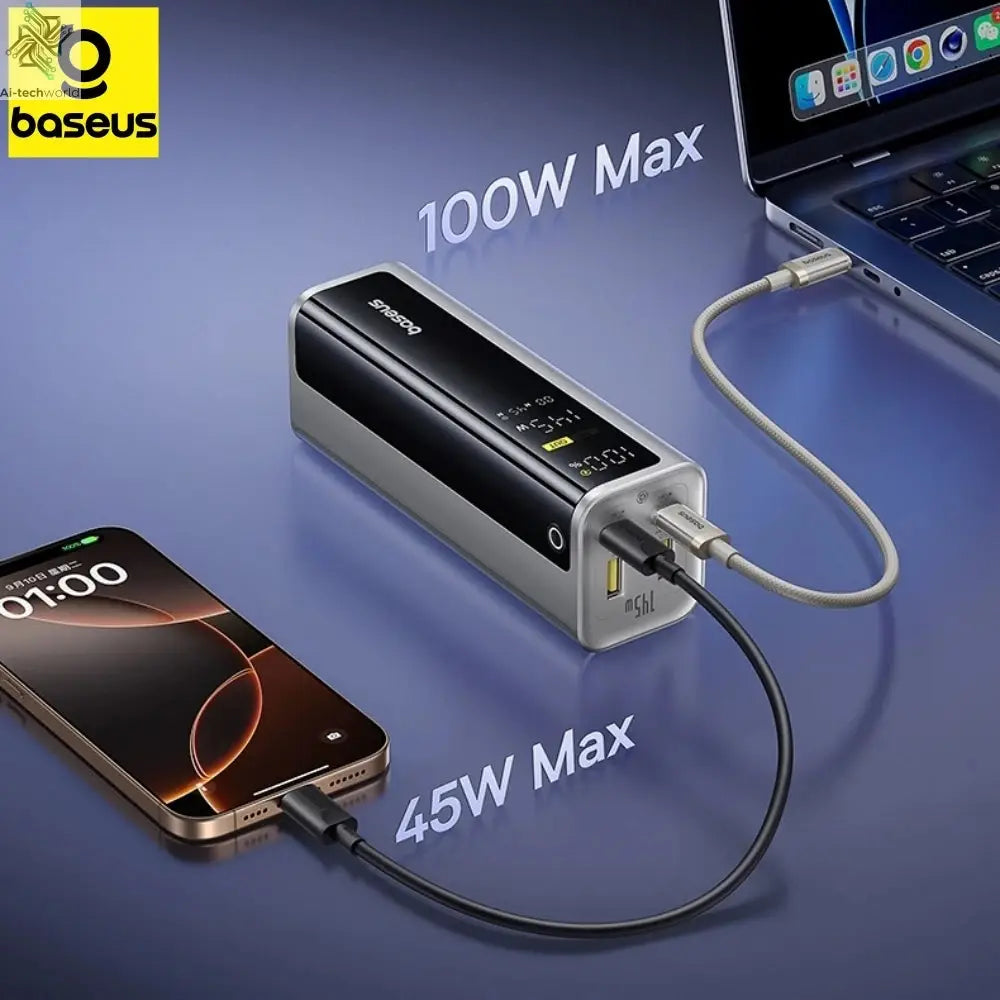 Baseus 145W Power Bank 20800mAh PD 100W Fast Charging with Smart Digital Display Portable External PowerBank for Laptop Phone 17 Ai-TechWorld 