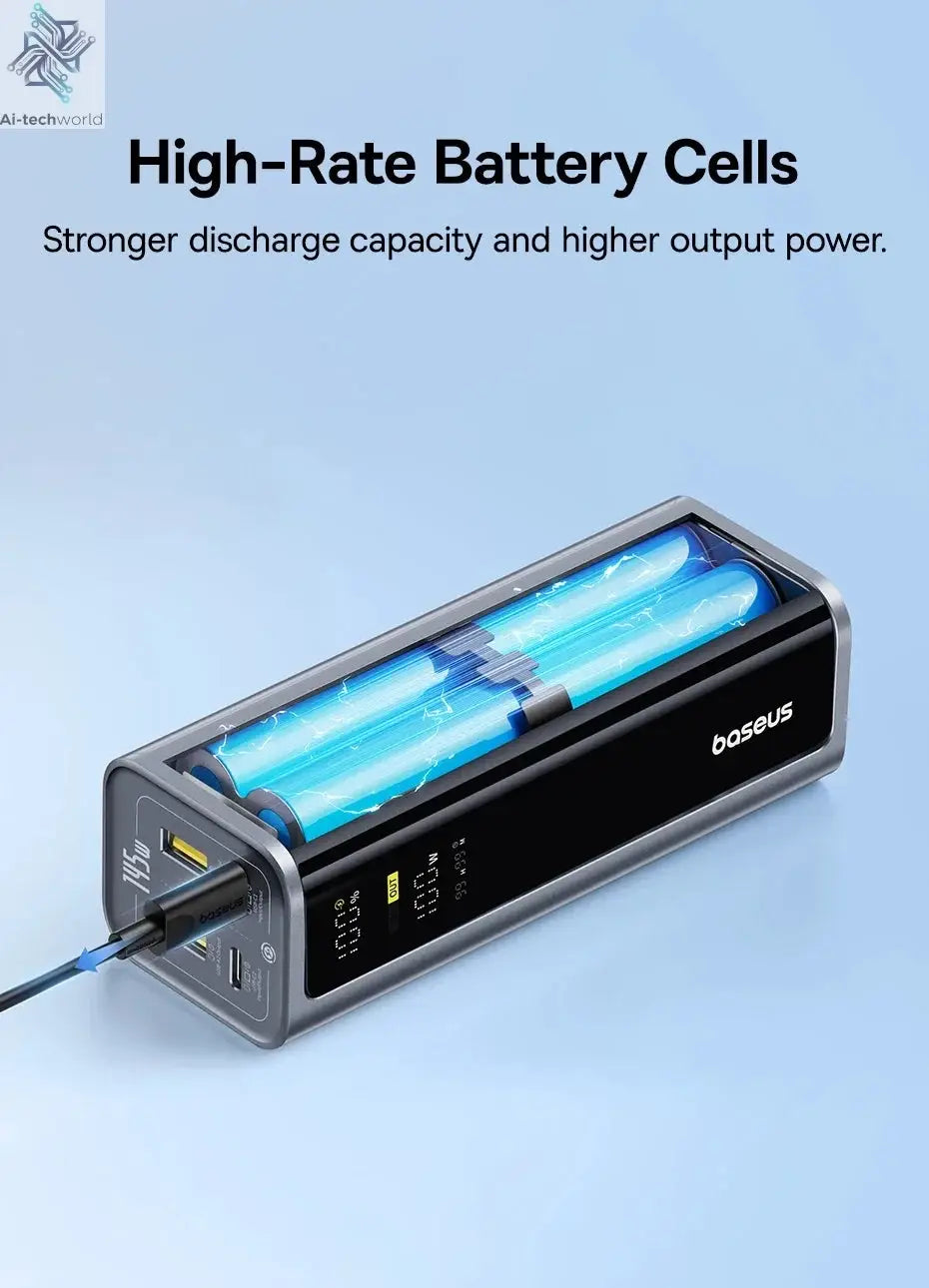 Baseus 145W Power Bank 20800mAh PD 100W Fast Charging with Smart Digital Display Portable External PowerBank for Laptop Phone 17 Ai-TechWorld 