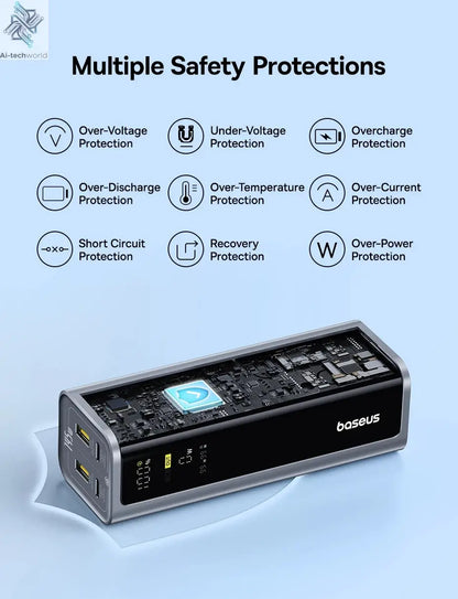 Baseus 145W Power Bank 20800mAh PD 100W Fast Charging with Smart Digital Display Portable External PowerBank for Laptop Phone 17 Ai-TechWorld 