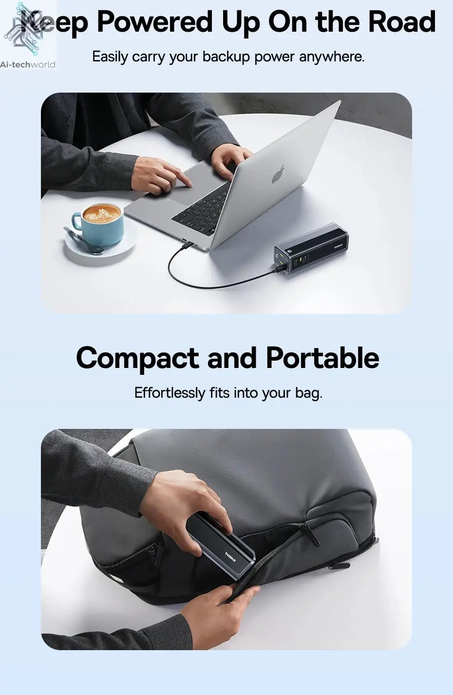 Baseus 145W Power Bank 20800mAh PD 100W Fast Charging with Smart Digital Display Portable External PowerBank for Laptop Phone 17 Ai-TechWorld 