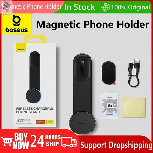 Baseus 15W Magnetic Charging Phone Holder Wireless Charger Phone Bracket for iPhone 12 13 14 15 Pro Max Dashborad Center Console Ai-TechWorld 