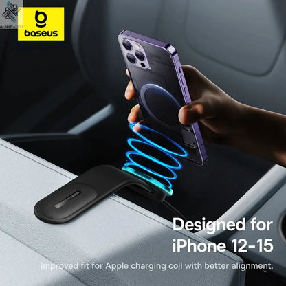 Baseus 15W Magnetic Charging Phone Holder Wireless Charger Phone Bracket for iPhone 12 13 14 15 Pro Max Dashborad Center Console Ai-TechWorld 