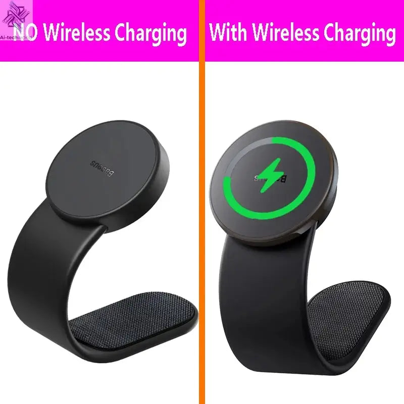 Baseus 15W Magnetic Charging Phone Holder Wireless Charger Phone Bracket for iPhone 12 13 14 15 Pro Max Dashborad Center Console Ai-TechWorld 