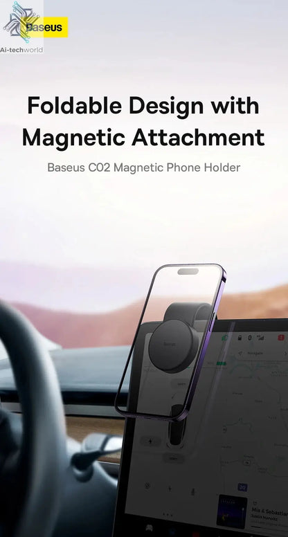 Baseus 15W Magnetic Charging Phone Holder Wireless Charger Phone Bracket for iPhone 12 13 14 15 Pro Max Dashborad Center Console Ai-TechWorld 