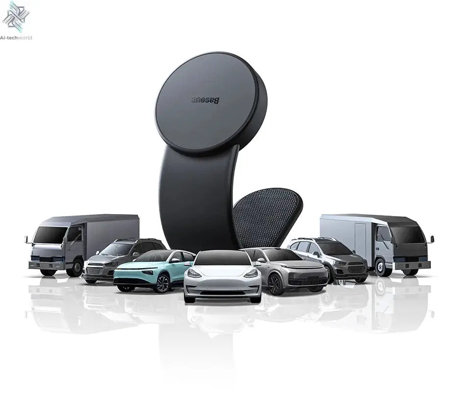 Baseus 15W Magnetic Charging Phone Holder Wireless Charger Phone Bracket for iPhone 12 13 14 15 Pro Max Dashborad Center Console Ai-TechWorld 