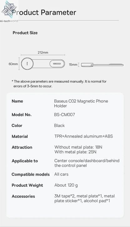 Baseus 15W Magnetic Charging Phone Holder Wireless Charger Phone Bracket for iPhone 12 13 14 15 Pro Max Dashborad Center Console Ai-TechWorld 