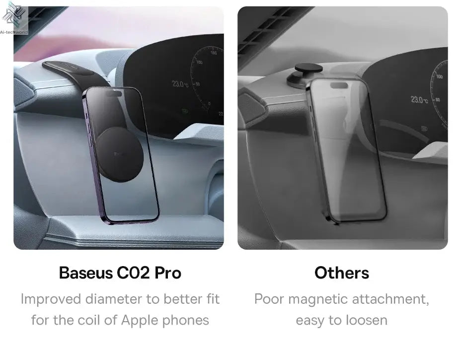 Baseus 15W Magnetic Charging Phone Holder Wireless Charger Phone Bracket for iPhone 12 13 14 15 Pro Max Dashborad Center Console Ai-TechWorld 