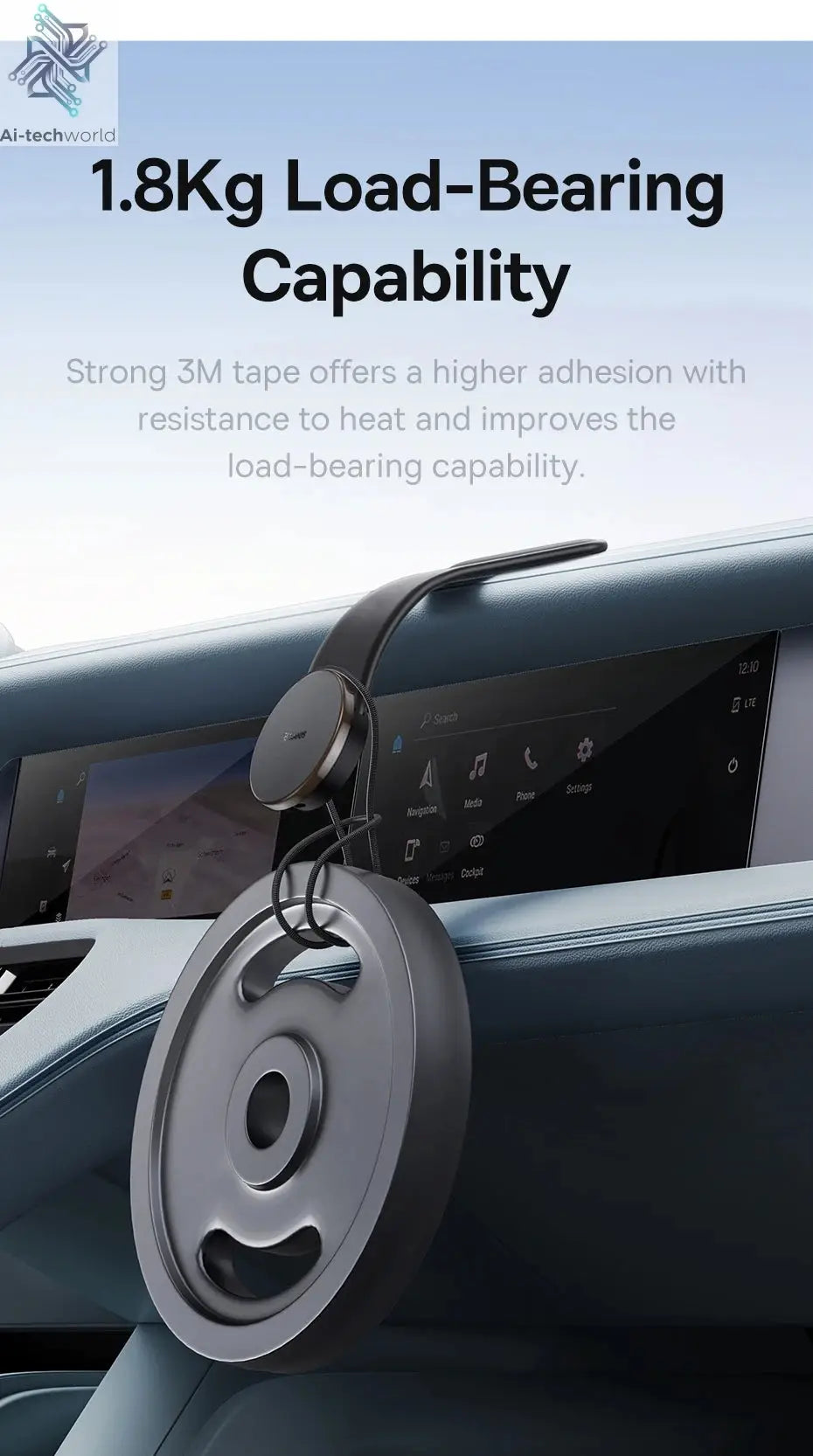 Baseus 15W Magnetic Charging Phone Holder Wireless Charger Phone Bracket for iPhone 12 13 14 15 Pro Max Dashborad Center Console Ai-TechWorld 