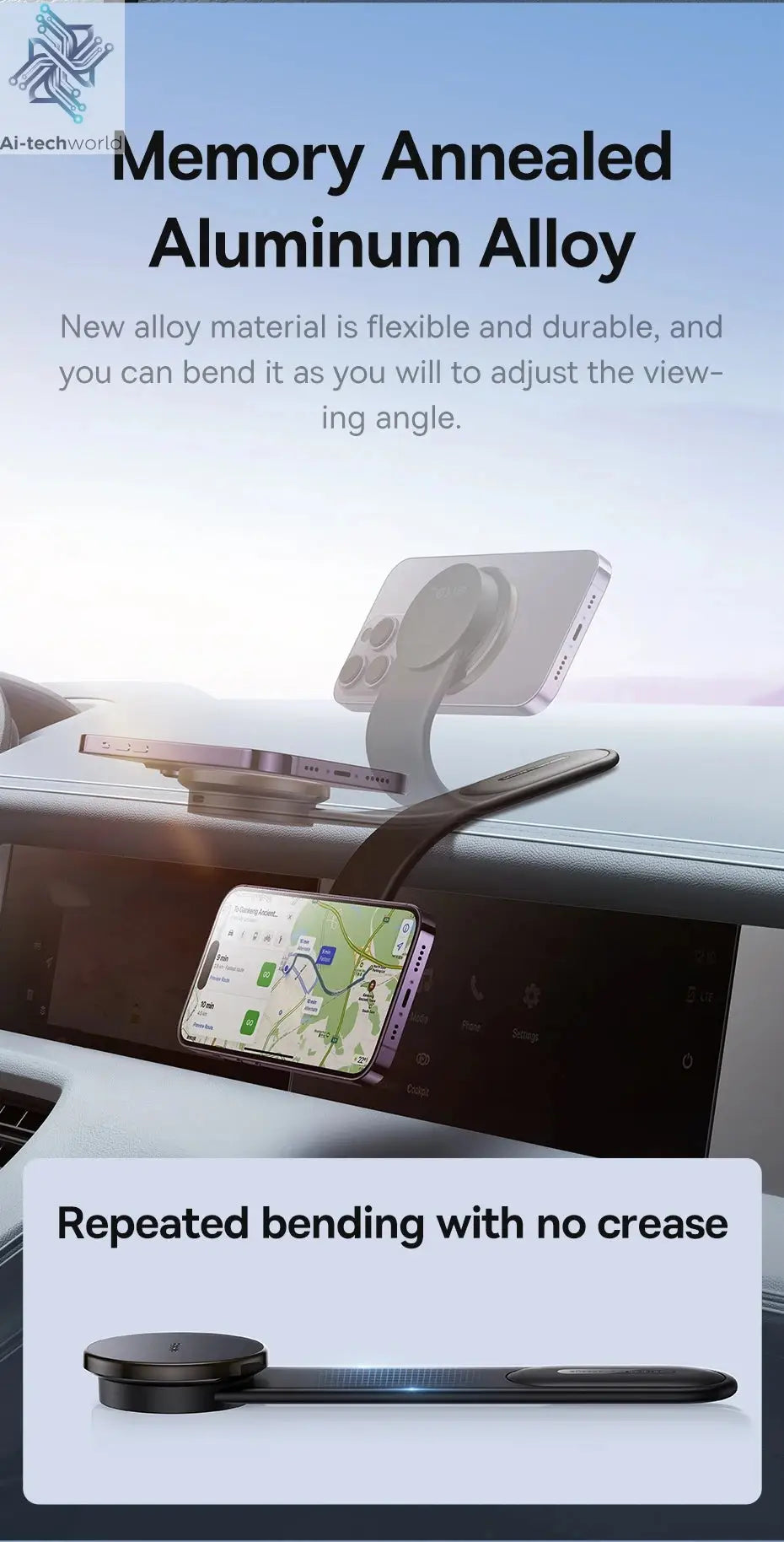 Baseus 15W Magnetic Charging Phone Holder Wireless Charger Phone Bracket for iPhone 12 13 14 15 Pro Max Dashborad Center Console Ai-TechWorld 