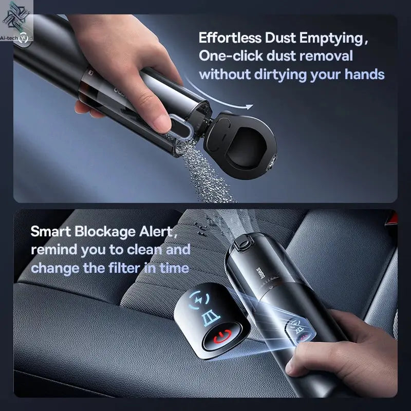 Baseus A5 Air Car Vacuum Cleaner 2-in-1 Powerful Wireless Cleaner Strong Suction Handheld Car Cleaning Portable Home Appliance Ai-TechWorld 