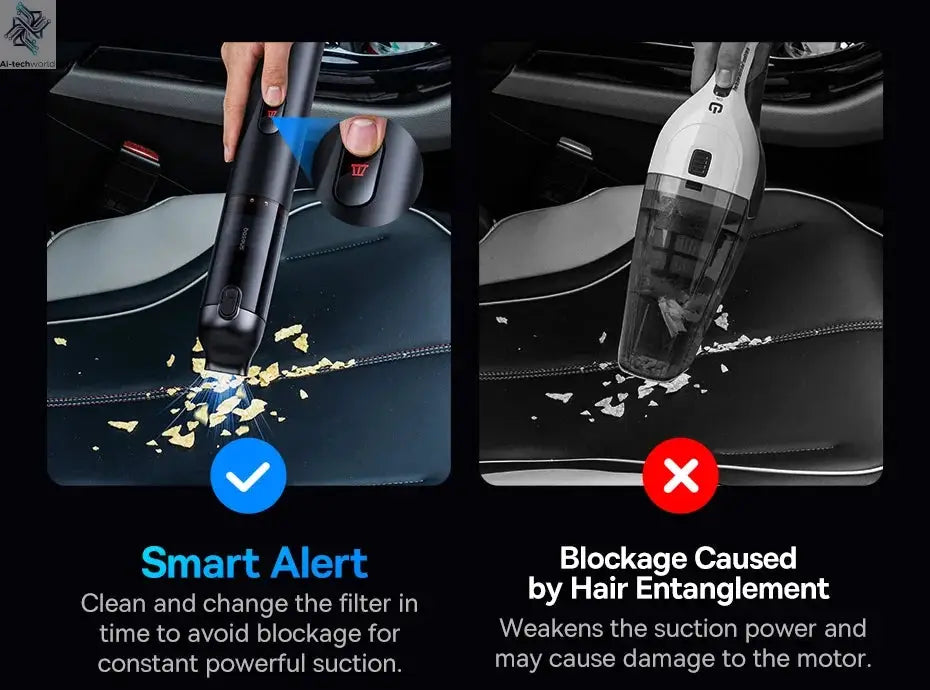Baseus A5 Air Car Vacuum Cleaner 2-in-1 Powerful Wireless Cleaner Strong Suction Handheld Car Cleaning Portable Home Appliance Ai-TechWorld 