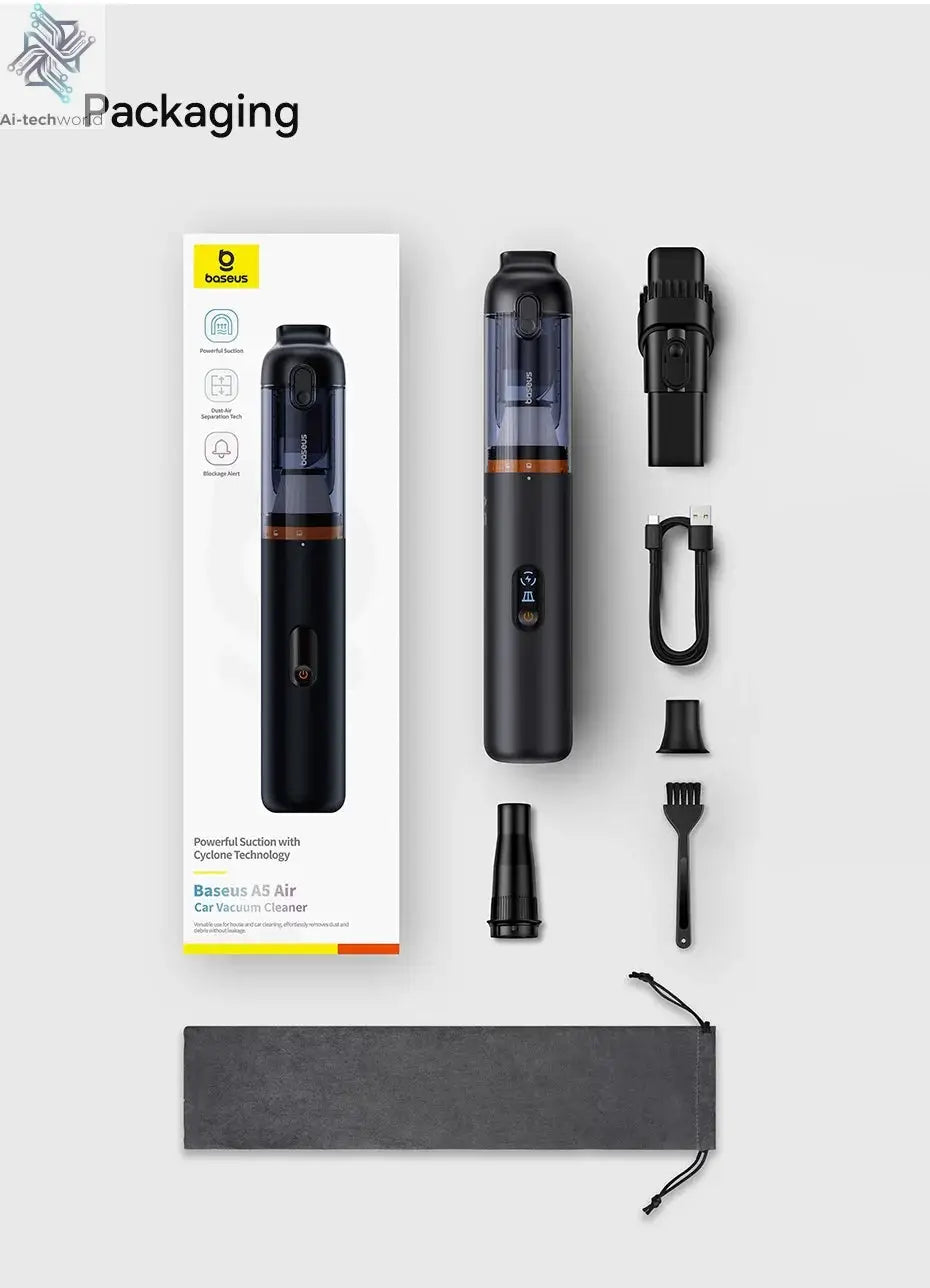 Baseus A5 Air Car Vacuum Cleaner 2-in-1 Powerful Wireless Cleaner Strong Suction Handheld Car Cleaning Portable Home Appliance Ai-TechWorld 