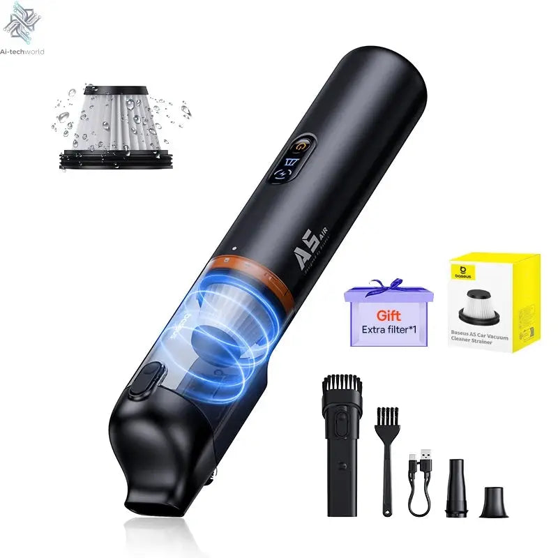 Baseus A5 Air Car Vacuum Cleaner 2-in-1 Powerful Wireless Cleaner Strong Suction Handheld Car Cleaning Portable Home Appliance Ai-TechWorld 