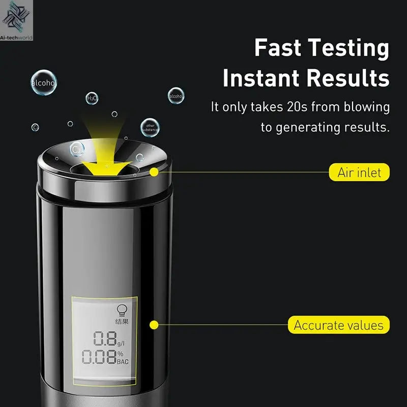 Baseus LED Display Automatic Alcohol Tester Professional Breath Alcohol Tester Rechargeable Breathalyzer Alcohol Test Tools Ai-TechWorld 
