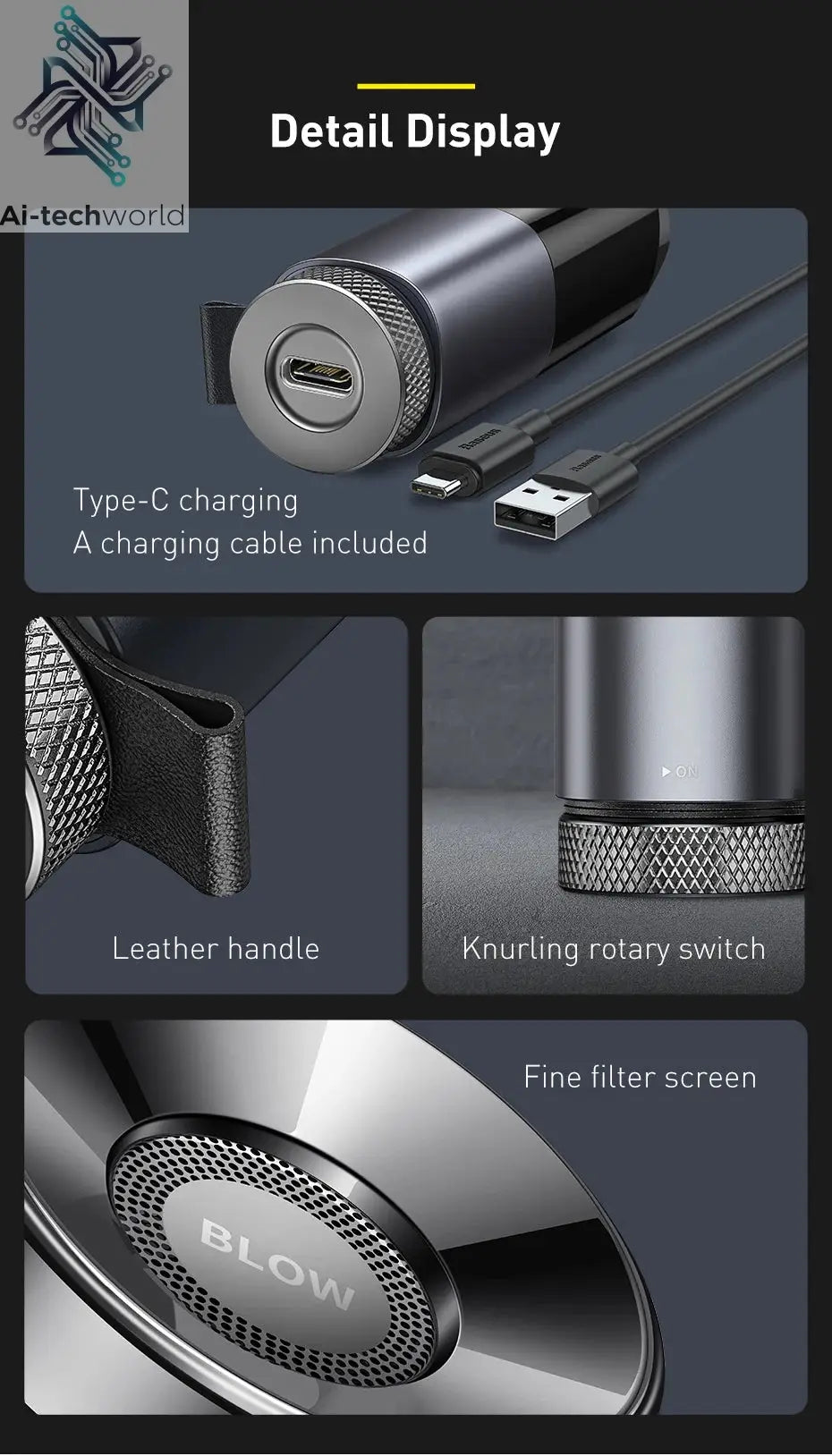 Baseus LED Display Automatic Alcohol Tester Professional Breath Alcohol Tester Rechargeable Breathalyzer Alcohol Test Tools Ai-TechWorld 