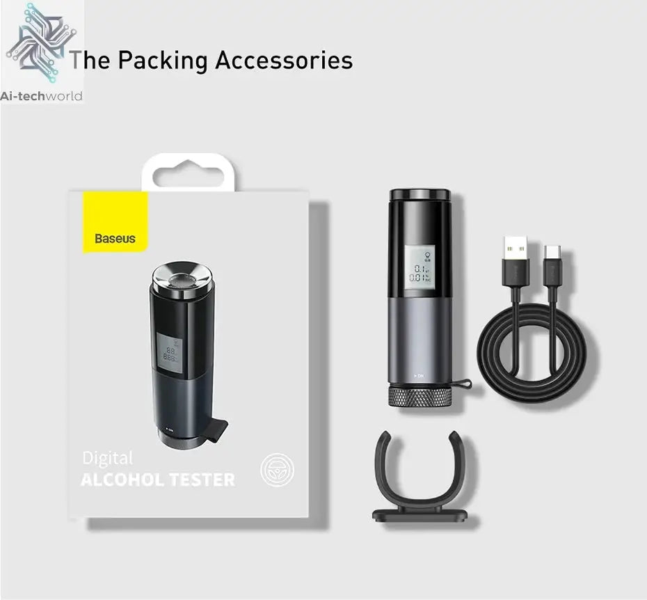 Baseus LED Display Automatic Alcohol Tester Professional Breath Alcohol Tester Rechargeable Breathalyzer Alcohol Test Tools Ai-TechWorld 