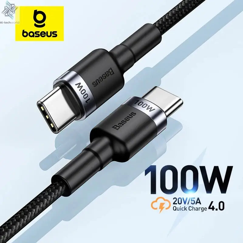 Baseus USB Type C To USB C Cable For iPhone 17 16 100W/5A PD Fast Charging Charger Cord For Macbook Xiaomi Samsung Type-C Cable Ai-TechWorld 