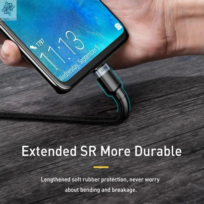 Baseus USB Type C To USB C Cable For iPhone 17 16 100W/5A PD Fast Charging Charger Cord For Macbook Xiaomi Samsung Type-C Cable Ai-TechWorld 