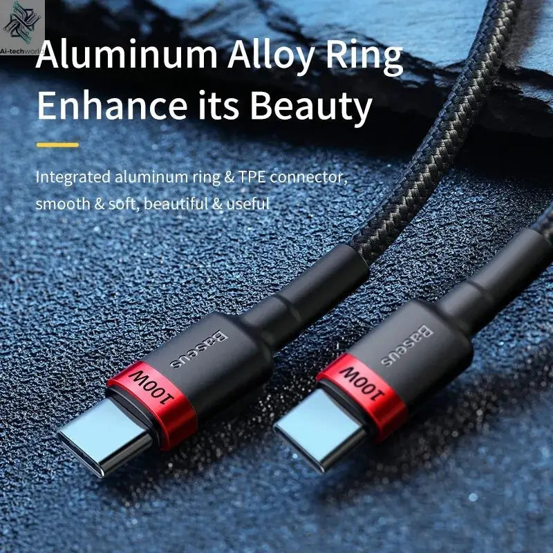 Baseus USB Type C To USB C Cable For iPhone 17 16 100W/5A PD Fast Charging Charger Cord For Macbook Xiaomi Samsung Type-C Cable Ai-TechWorld 