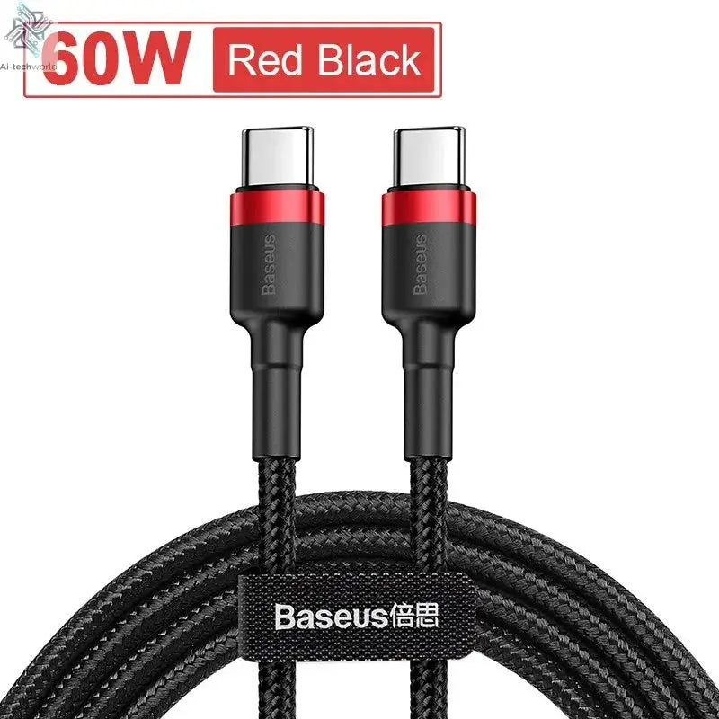 Baseus USB Type C To USB C Cable For iPhone 17 16 100W/5A PD Fast Charging Charger Cord For Macbook Xiaomi Samsung Type-C Cable Ai-TechWorld 